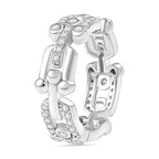 Designer Inspired Moissanite Mariner Unisex Ring in Rhodium Overlay Sterling Silver