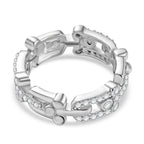 Designer Inspired Moissanite Mariner Unisex Ring in Rhodium Overlay Sterling Silver