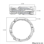 Designer Inspired Moissanite Mariner Unisex Ring in Rhodium Overlay Sterling Silver