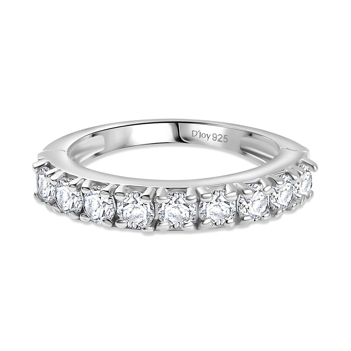 Moissanite Band Ring in Rhodium Sterling Silver V32580254 0