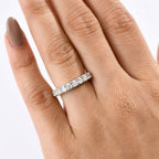 Moissanite Band Ring in Rhodium Overlay Sterling Silver 0.96 Ct.