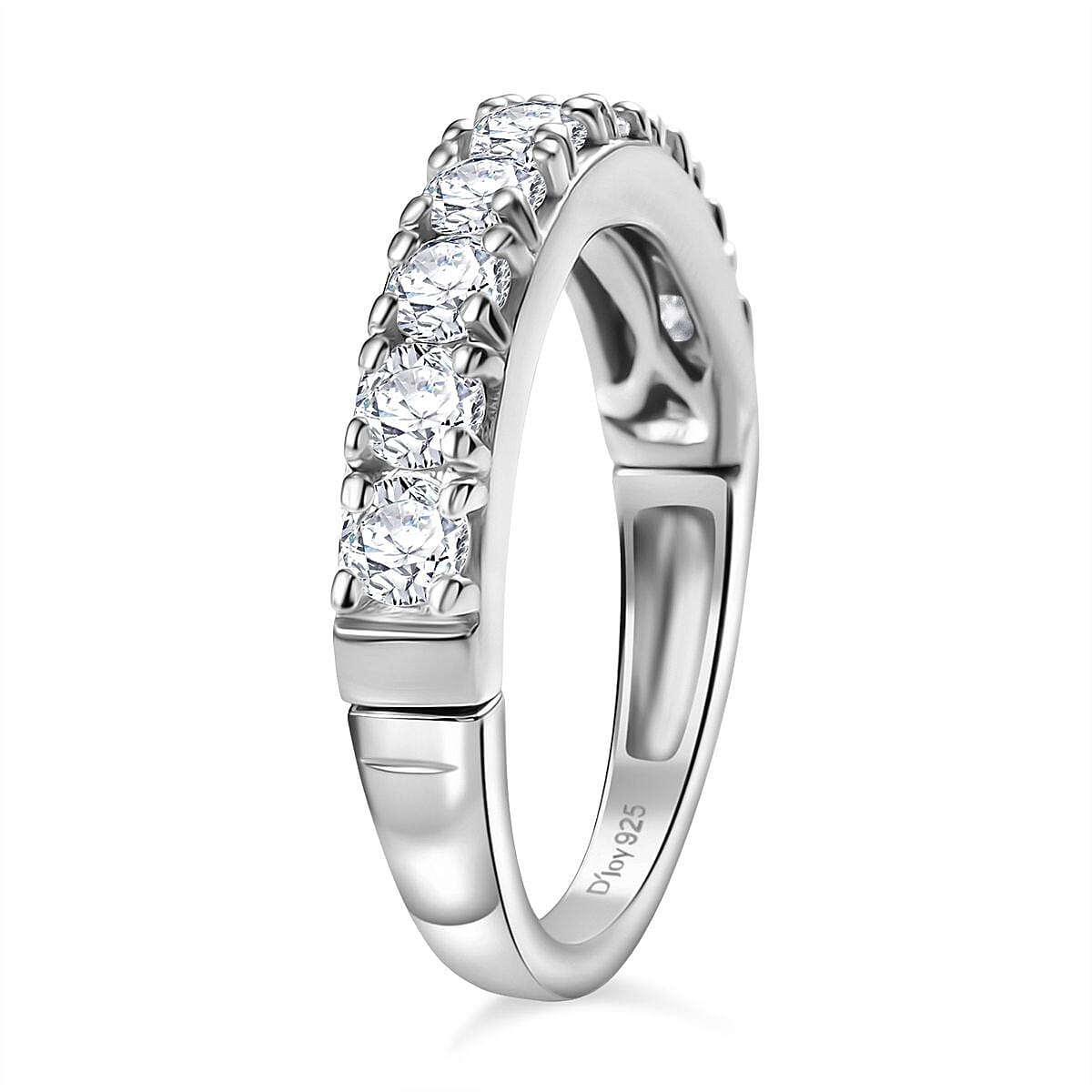 Moissanite Band Ring in Rhodium Sterling Silver V32580254 4