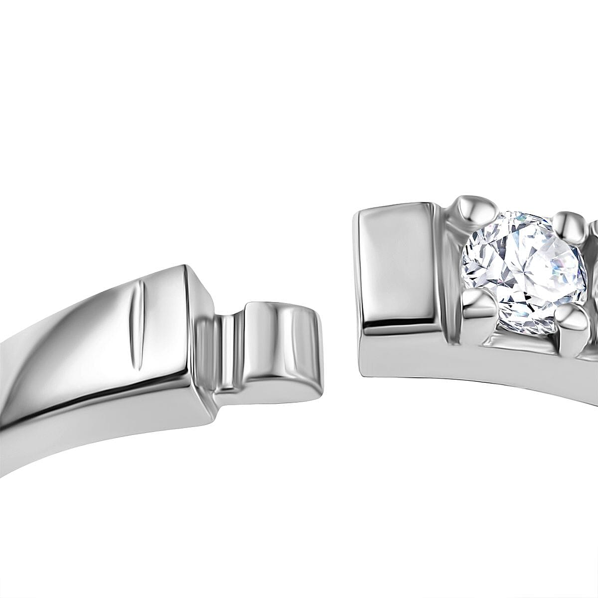 Moissanite Band Ring in Rhodium Sterling Silver V32580254 6