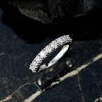 Moissanite Band Ring in Rhodium Overlay Sterling Silver 0.96 Ct.