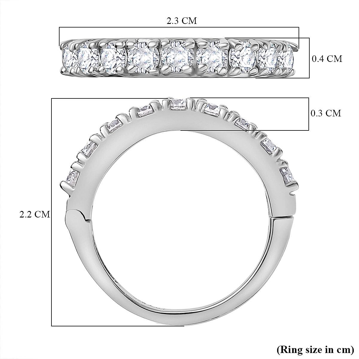 Moissanite Band Ring in Rhodium Sterling Silver V32584657 7