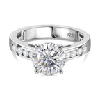 Designer Inspired - Moissanite Solitaire Shoulder Set Ring in Rhodium Overlay Sterling Silver 2.15 Ct