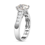 Designer Inspired - Moissanite Solitaire Shoulder Set Ring in Rhodium Overlay Sterling Silver 2.15 Ct