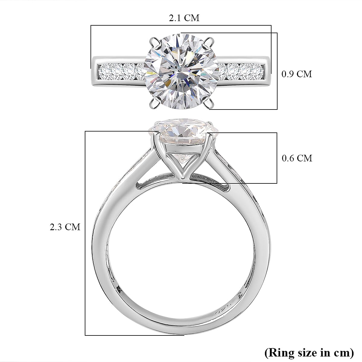 Designer Inspired - Moissanite Solitaire Shoulder Set Ring in Rhodium Overlay Sterling Silver 2.15 Ct 7783754 5