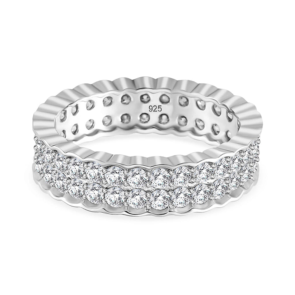 Moissanite Band Ring in Rhodium Sterling Silver 2.00 Ct.