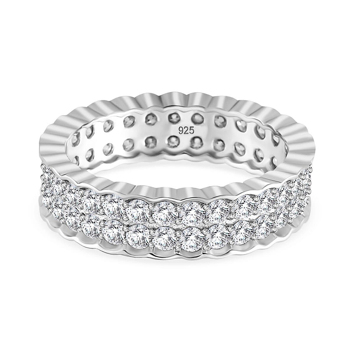 Moissanite Eternity Band Ring in Rhodium Overlay Sterling Silver 2.04 ct. 7808261 0
