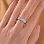 Moissanite Band Ring in Rhodium Sterling Silver 2.00 Ct.