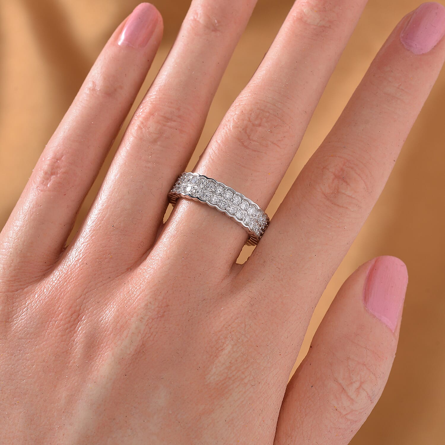 Moissanite Eternity Band Ring in Rhodium Overlay Sterling Silver 2.04 ct. 7808261 2