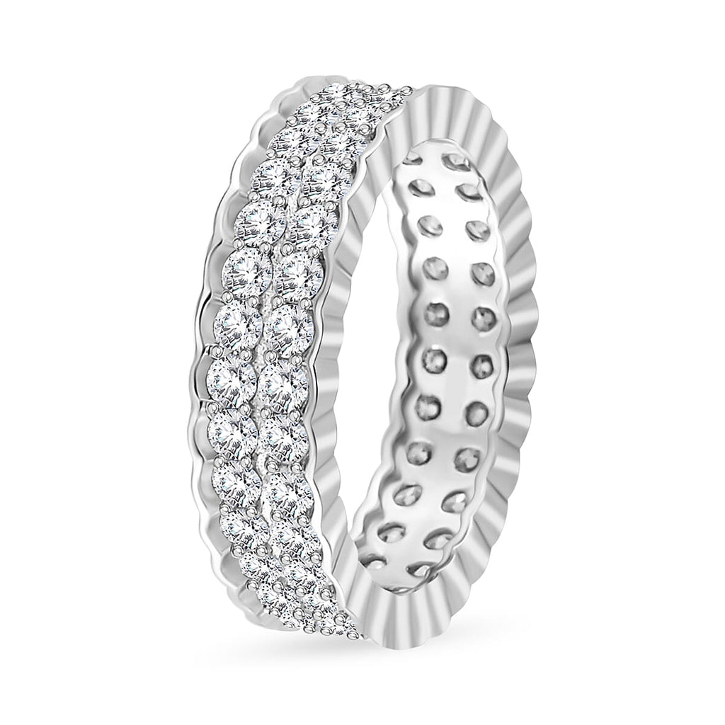 Moissanite Band Ring in Rhodium Sterling Silver 2.00 Ct.