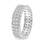 Moissanite Band Ring in Rhodium Sterling Silver 2.00 Ct.