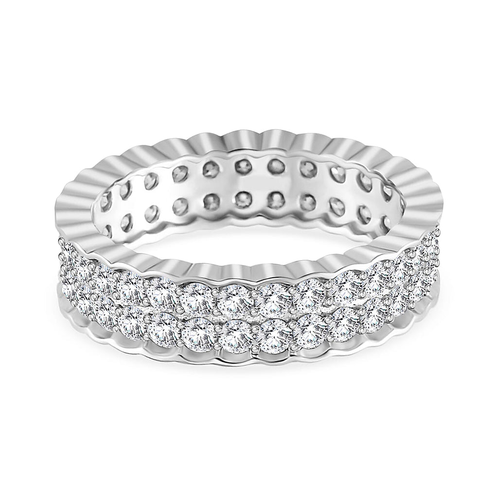 Moissanite Band Ring in Rhodium Sterling Silver 2.00 Ct.