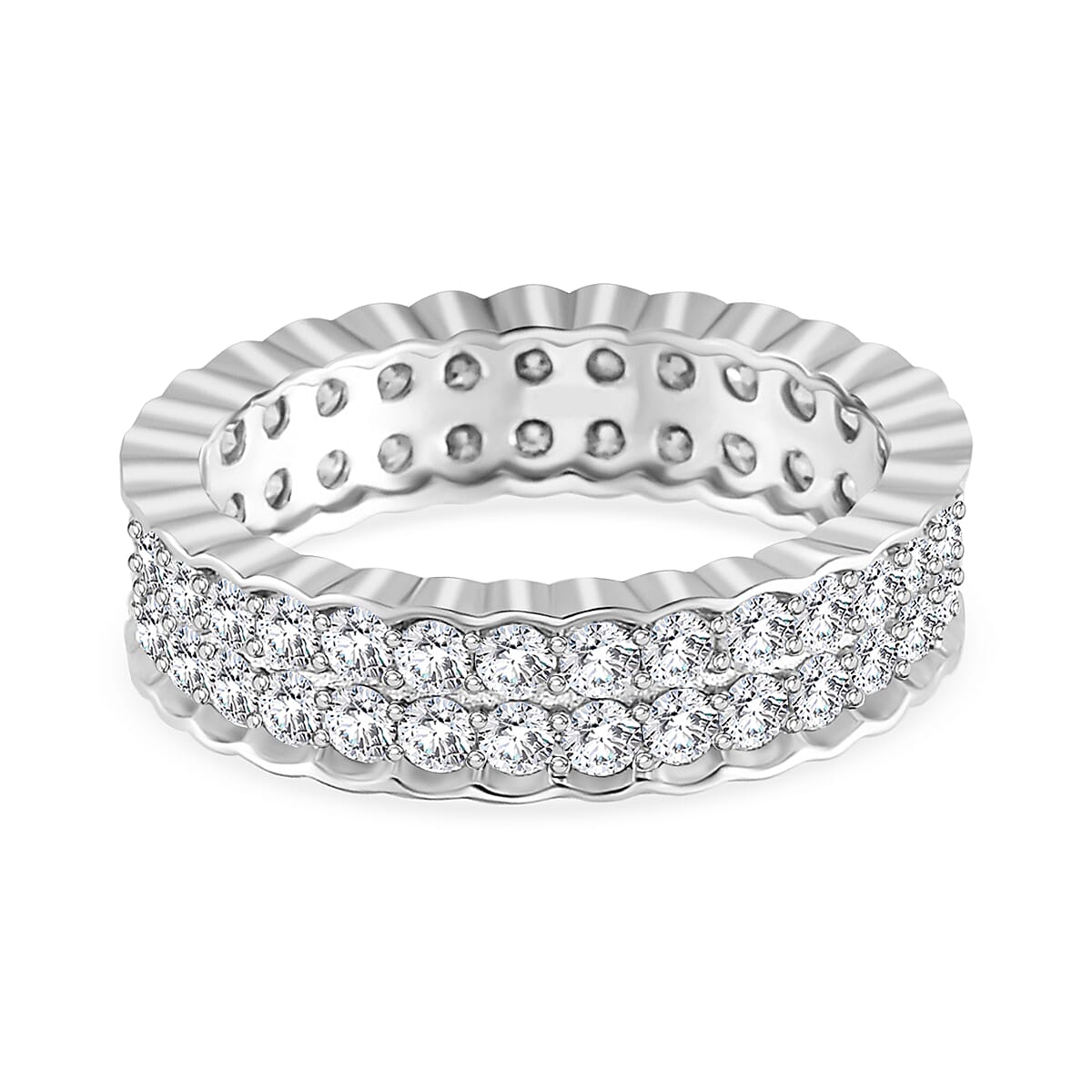Moissanite Eternity Band Ring in Rhodium Overlay Sterling Silver 2.04 ct. 7808261 4