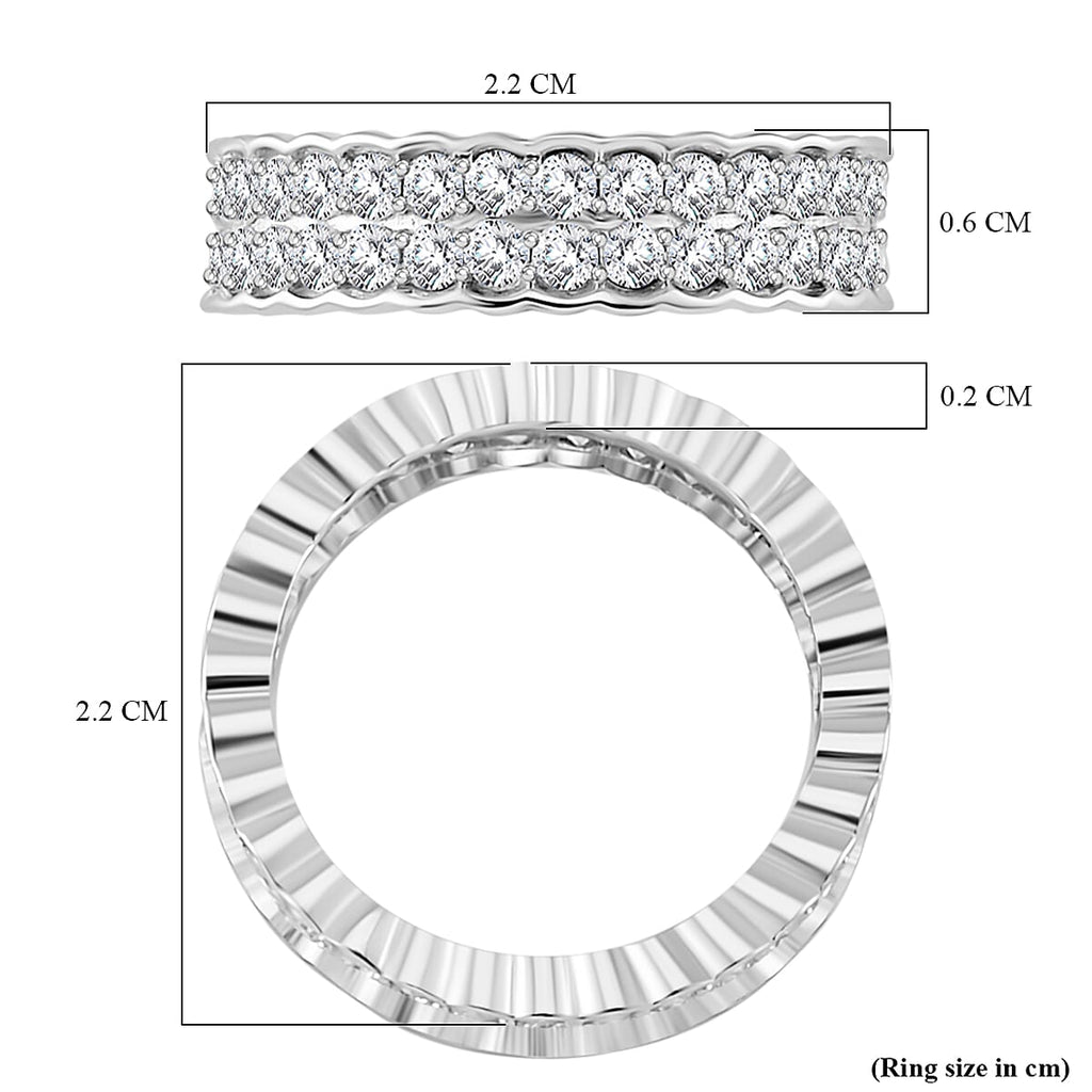 Moissanite Band Ring in Rhodium Sterling Silver 2.00 Ct.