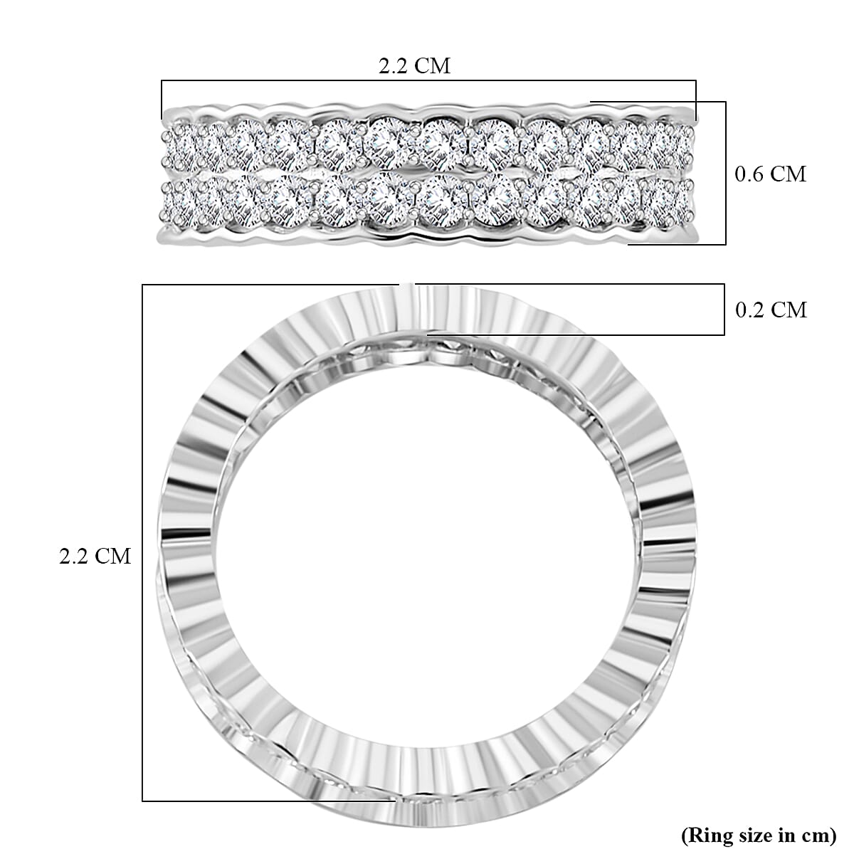 Moissanite Eternity Band Ring in Rhodium Overlay Sterling Silver 2.04 ct. 7808261 5