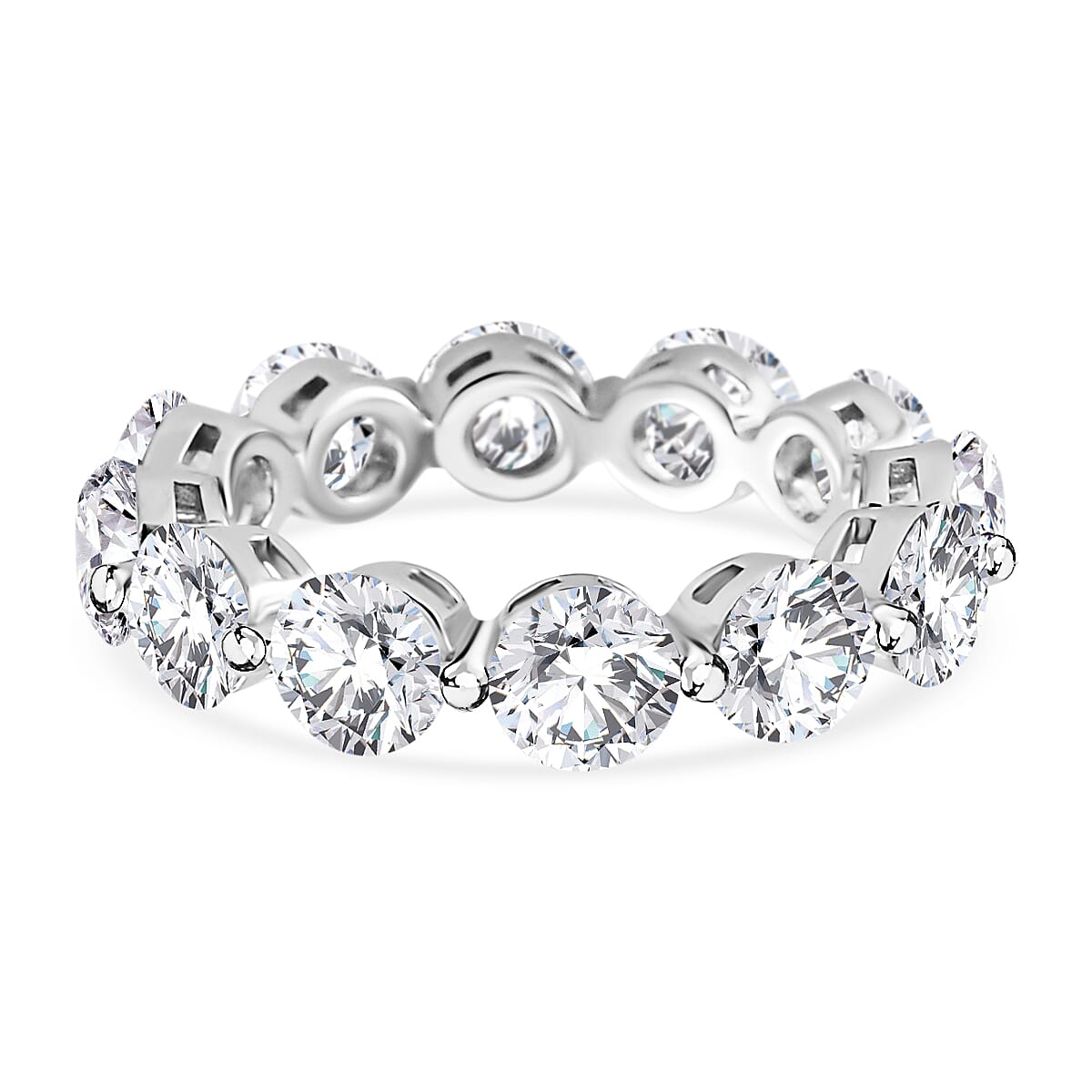 Moissanite Full Eternity Band Ring in Rhodium Overlay Sterling Silver 7808859 0