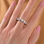 Moissanite Full Eternity Band Ring in Rhodium Overlay Sterling Silver 6.00 ct