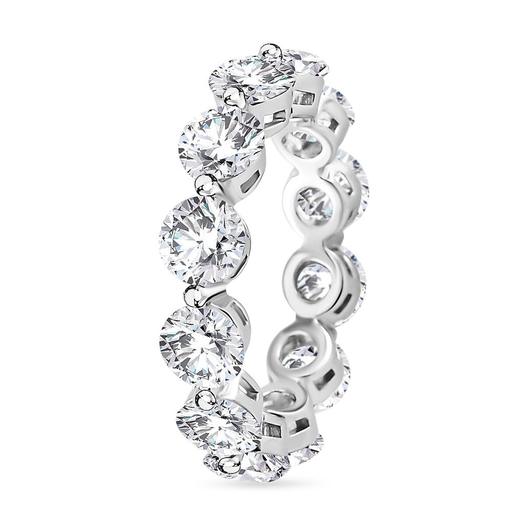 Moissanite Full Eternity Band Ring in Rhodium Overlay Sterling Silver 6.00 ct