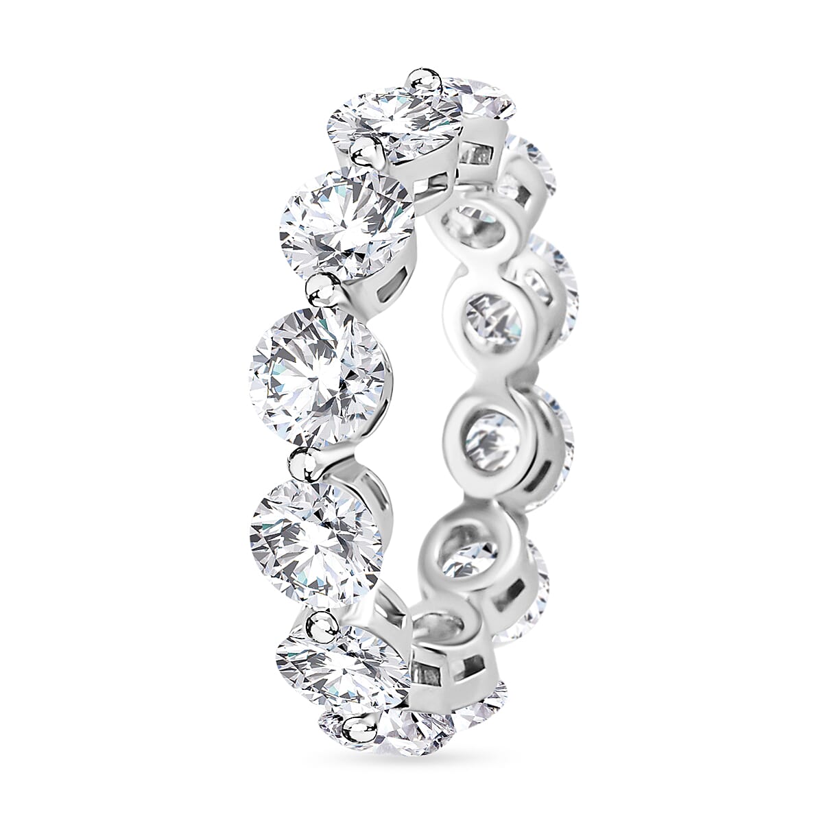Moissanite Full Eternity Band Ring in Rhodium Overlay Sterling Silver 7808859 3