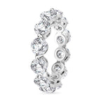 Moissanite Full Eternity Band Ring in Rhodium Overlay Sterling Silver 6.00 ct