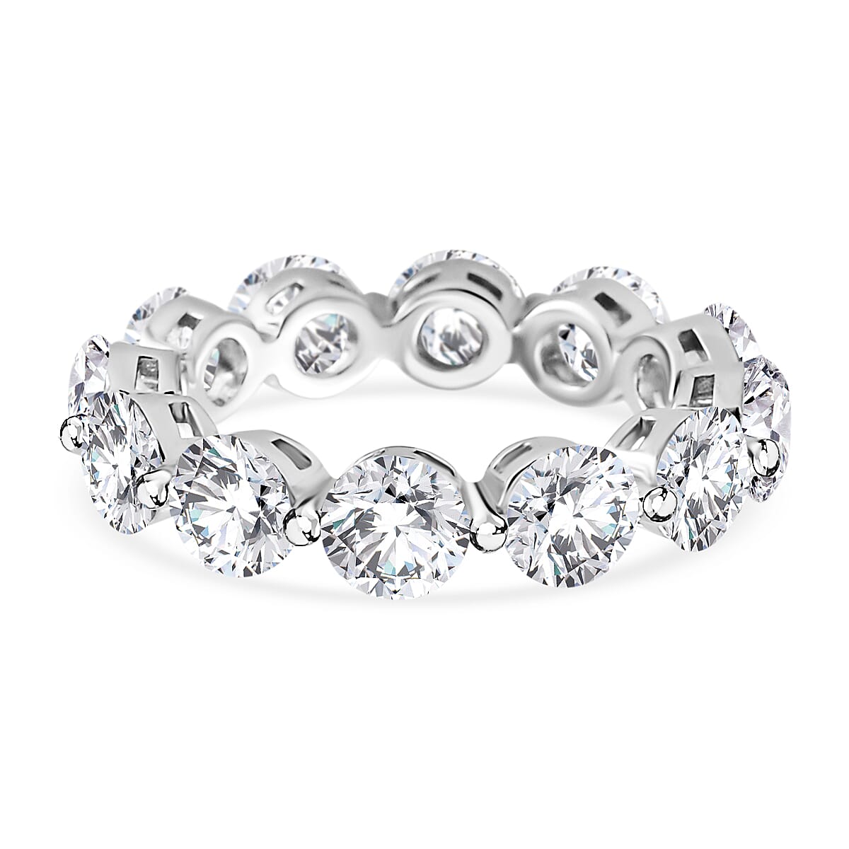 Moissanite Full Eternity Band Ring in Rhodium Overlay Sterling Silver 7808859 4