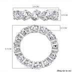 Moissanite Full Eternity Band Ring in Rhodium Overlay Sterling Silver 6.00 ct