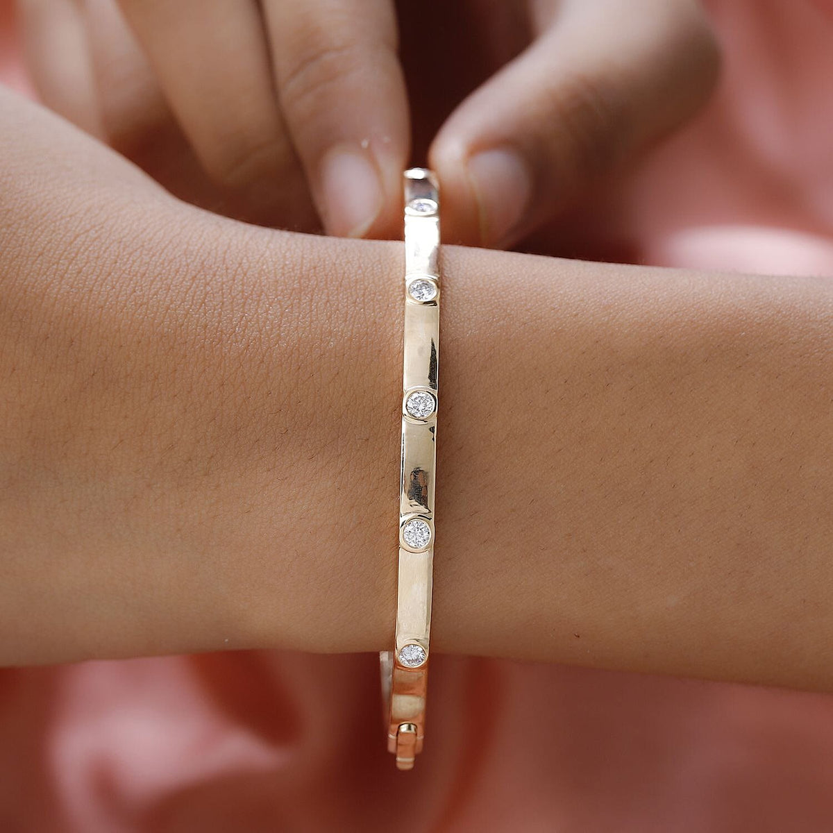 Moissanite Bangle (Size - 7.5) in 18K Yellow Gold Vermeil Plated Sterling Silver 1.20 Ct, Silver Wt. 12.86 Gms 7536111 2