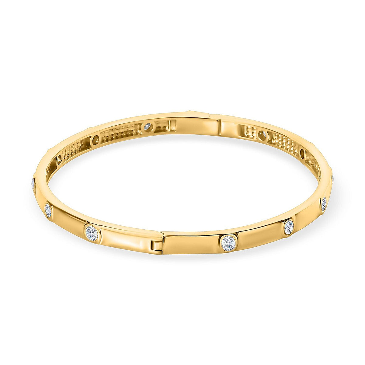 Moissanite Bangle (Size - 7.5) in 18K Yellow Gold Vermeil Plated Sterling Silver 1.20 Ct, Silver Wt. 12.86 Gms 7536111 3