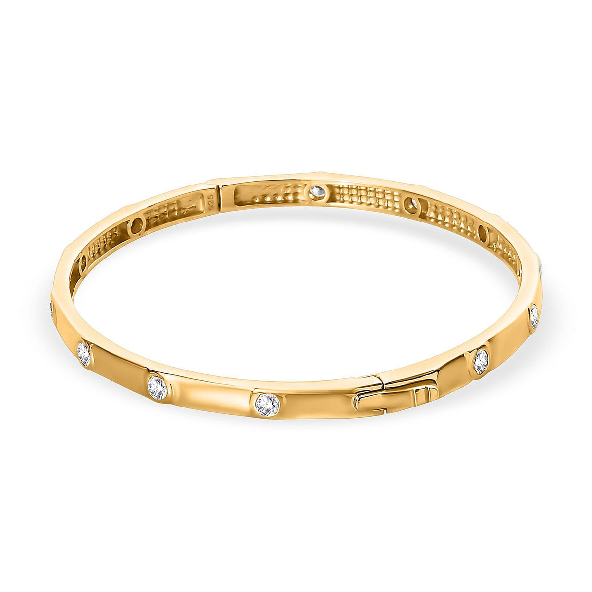 Moissanite Bangle (Size - 7.5) in 18K Yellow Gold Vermeil Plated Sterling Silver 1.20 Ct, Silver Wt. 12.86 Gms 7536111 4