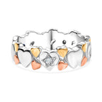 GP - Moissanite & Blue Sapphire Ring in 18K Vermeil Yellow & Rose Gold Plated Sterling Silver