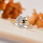 GP Amore Collection - Moissanite Heart Ring in 3 Tone Plated Sterling Silver