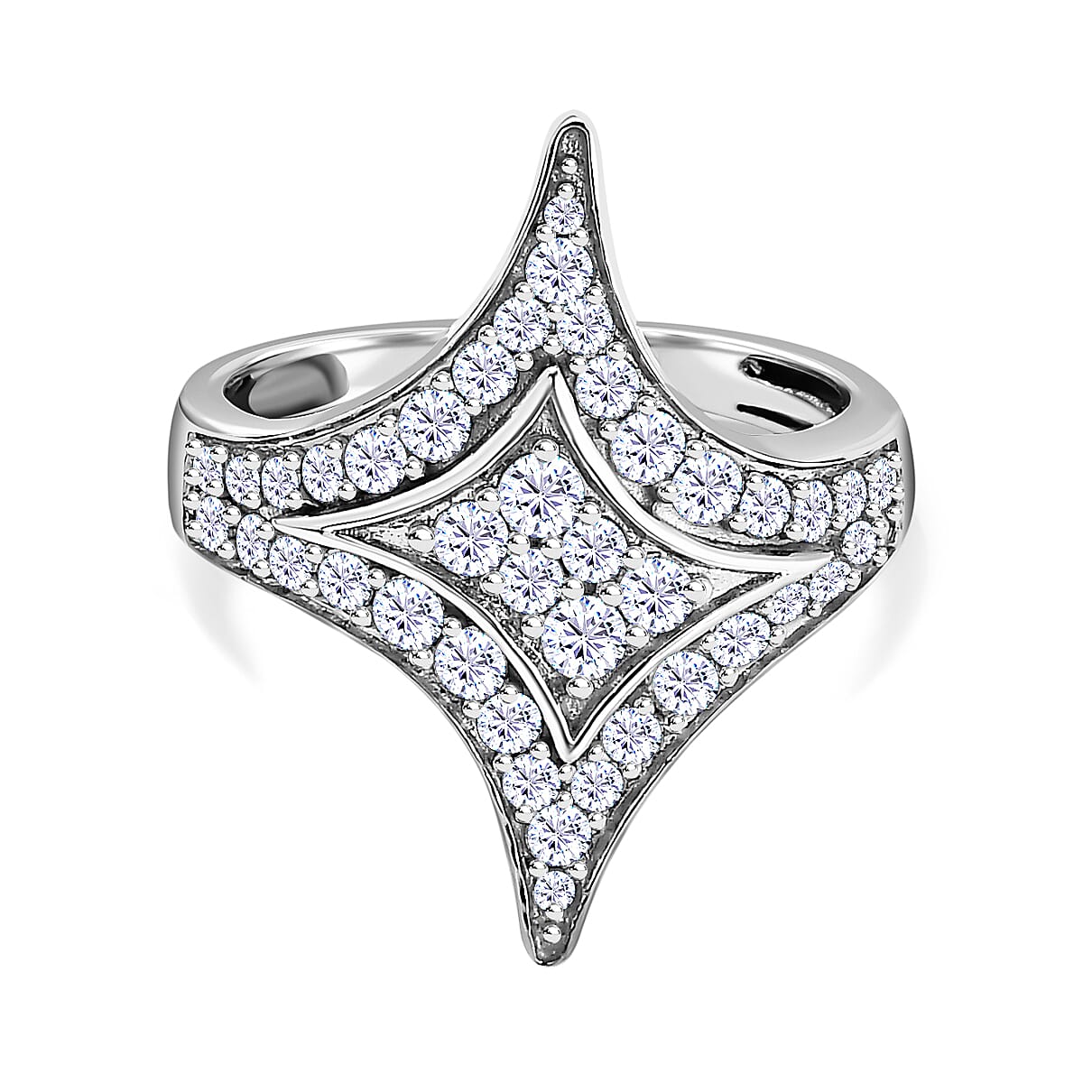 GP Celestial Dream Collection - Moissanite Ring in Platinum Overlay Sterling Silver 1.46 Ct 7659237 0