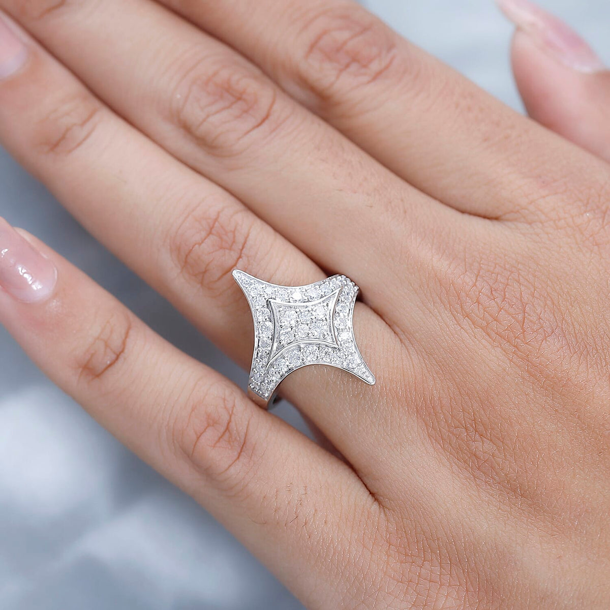 GP Celestial Dream Collection - Moissanite Ring in Platinum Overlay Sterling Silver 1.46 Ct 7659237 2