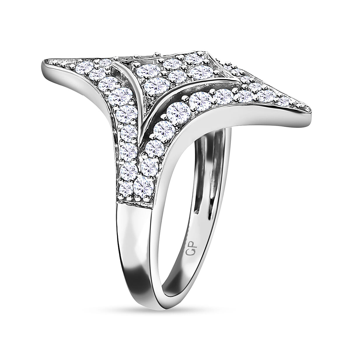 GP Celestial Dream Collection - Moissanite Ring in Platinum Overlay Sterling Silver 1.46 Ct 7659237 3