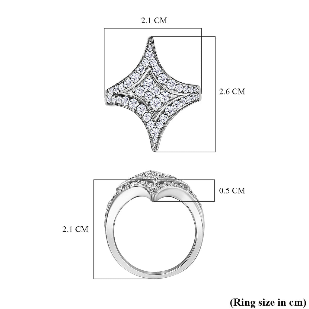GP Celestial Dream Collection - Moissanite Ring in Platinum Overlay Sterling Silver 1.46 Ct