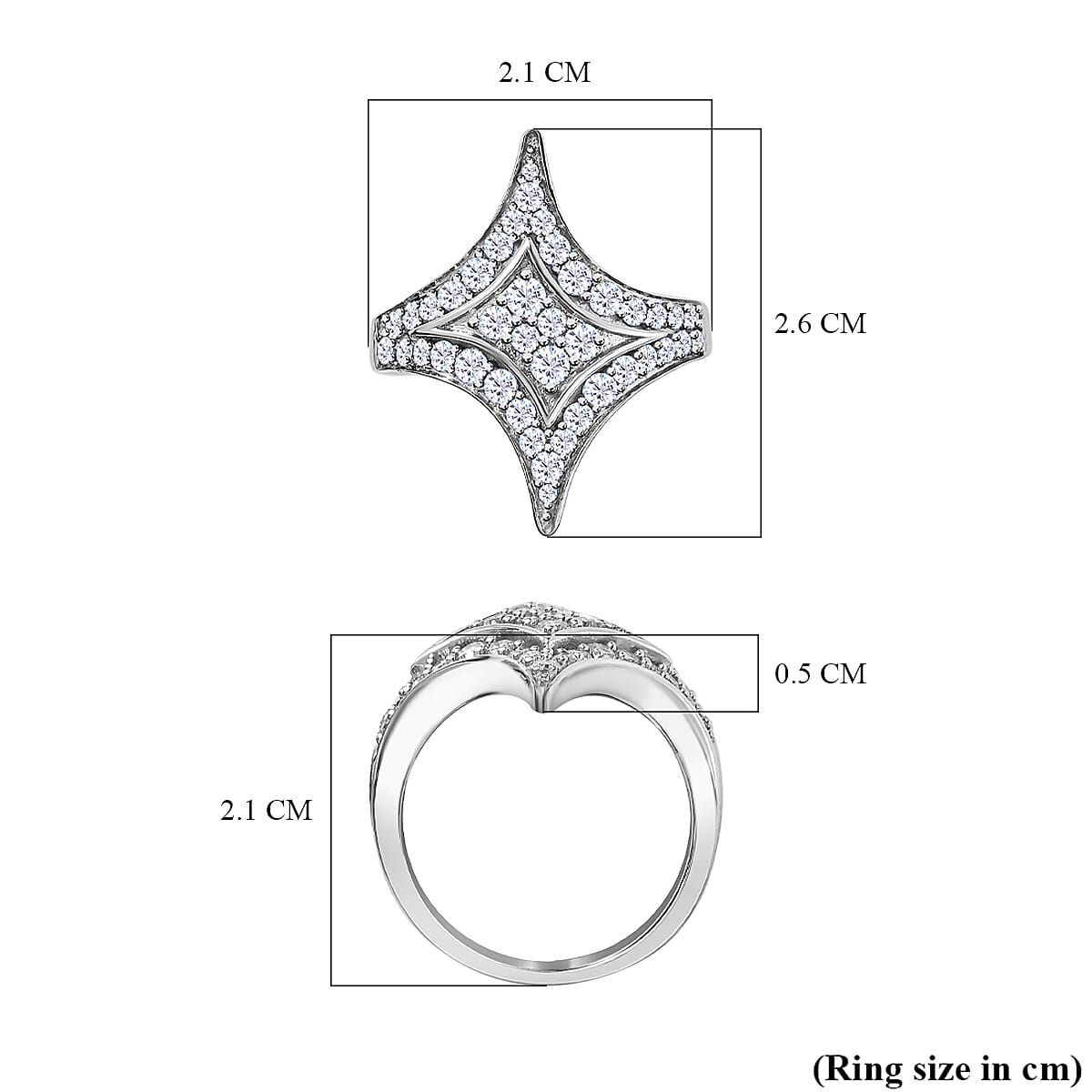 GP Celestial Dream Collection - Moissanite Ring in Platinum Overlay Sterling Silver 1.46 Ct 7659237 5