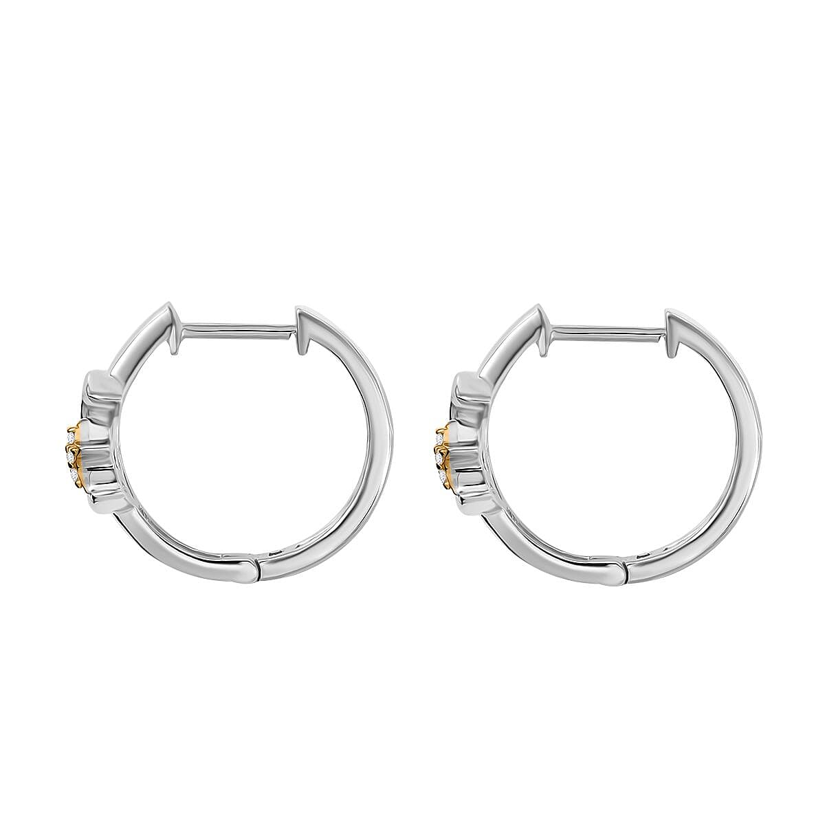 GP Celestial Dream Collection - Moissanite Crescent Moon Star Hoop Earrings in Rhodium and 18K Vermeil Yellow Gold Plated Sterling Silver 7958651 5
