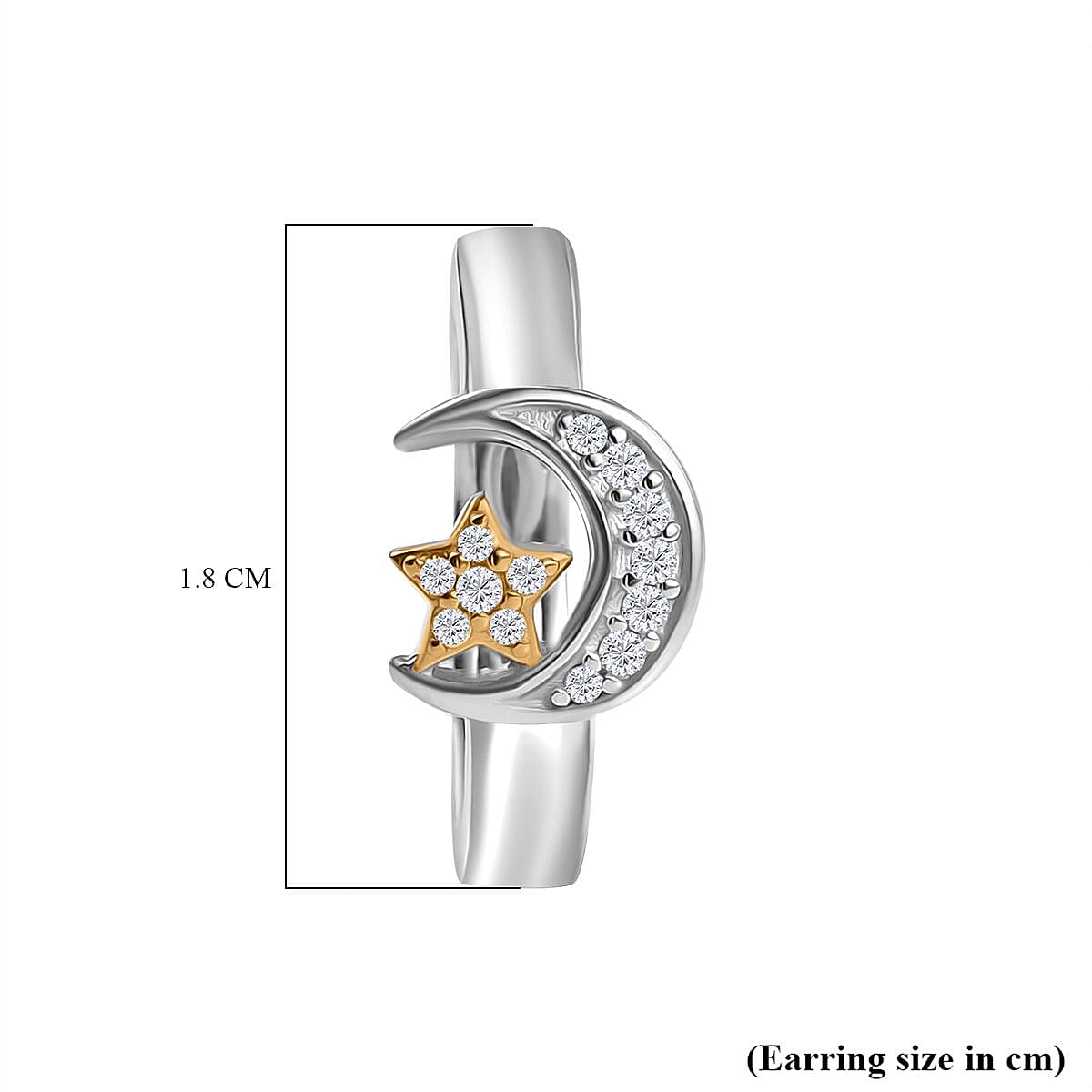 GP Celestial Dream Collection - Moissanite Crescent Moon Star Hoop Earrings in Rhodium and 18K Vermeil Yellow Gold Plated Sterling Silver 7958651 6
