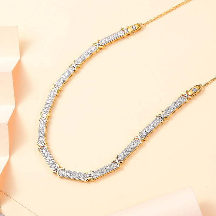 GP Celestial Collection - The Night Queen Moissanite Star Necklace (Size 20) in Rhodium Overlay and 18K Gold Vermeil Plated Sterling Silver 7861510 2
