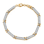 GP Celestial Collection - The Night Queen Moissanite Star Bracelet(Size 7.5) in Rhodium Overlay & 18K Gold Vermeil Sterling Silver