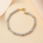 GP Celestial Collection - The Night Queen Moissanite Star Bracelet(Size 7.5) in Rhodium Overlay & 18K Gold Vermeil Sterling Silver