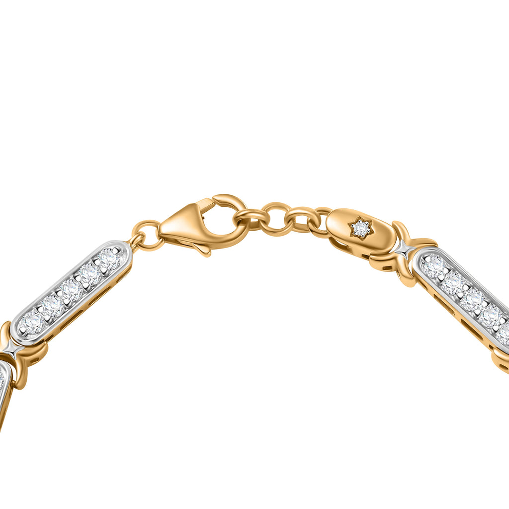 GP Celestial Collection - The Night Queen Moissanite Star Bracelet(Size 7.5) in Rhodium Overlay & 18K Gold Vermeil Sterling Silver