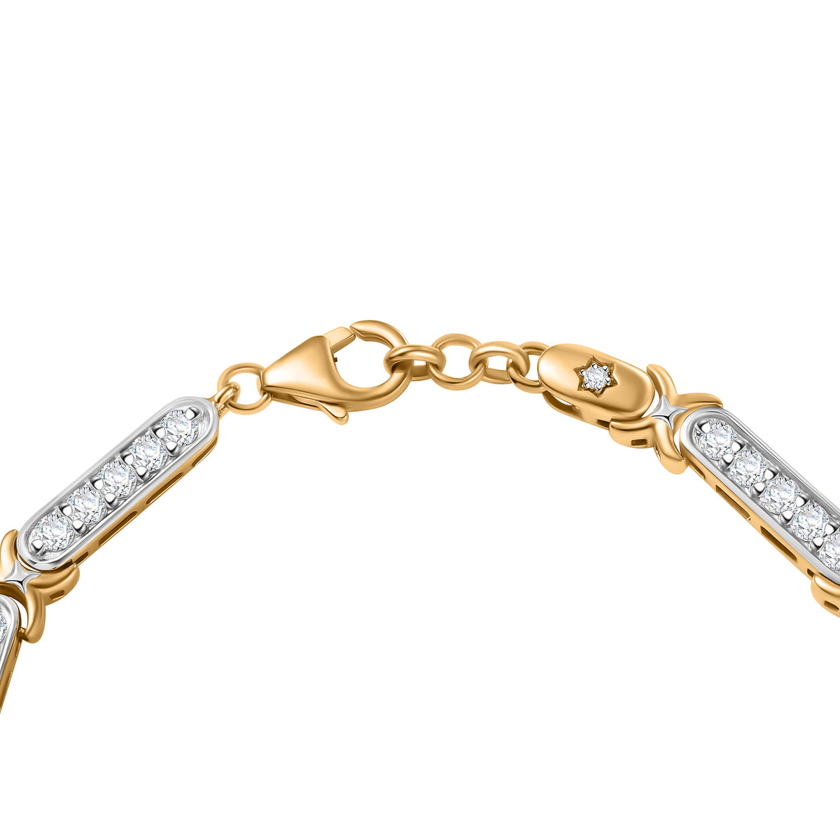 GP Celestial Collection - The Night Queen Moissanite Star Bracelet(Size 7.5) in Rhodium Overlay &amp; 18K Gold Vermeil Sterling Silver 7888205 4