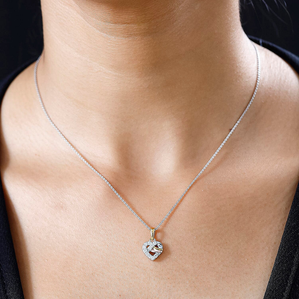 GP Amore Collection - Moissanite Heart Pendant with Chain (Size 20) in 3 Tone Plated Sterling Silver