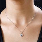 GP Amore Collection - Moissanite Heart Pendant with Chain (Size 20) in 3 Tone Plated Sterling Silver