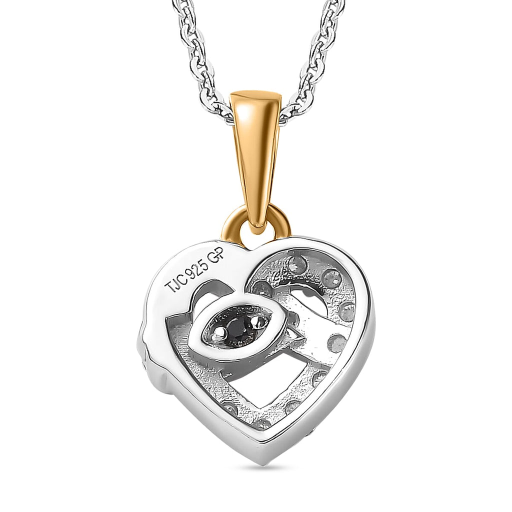 GP Amore Collection - Moissanite Heart Pendant with Chain (Size 20) in 3 Tone Plated Sterling Silver