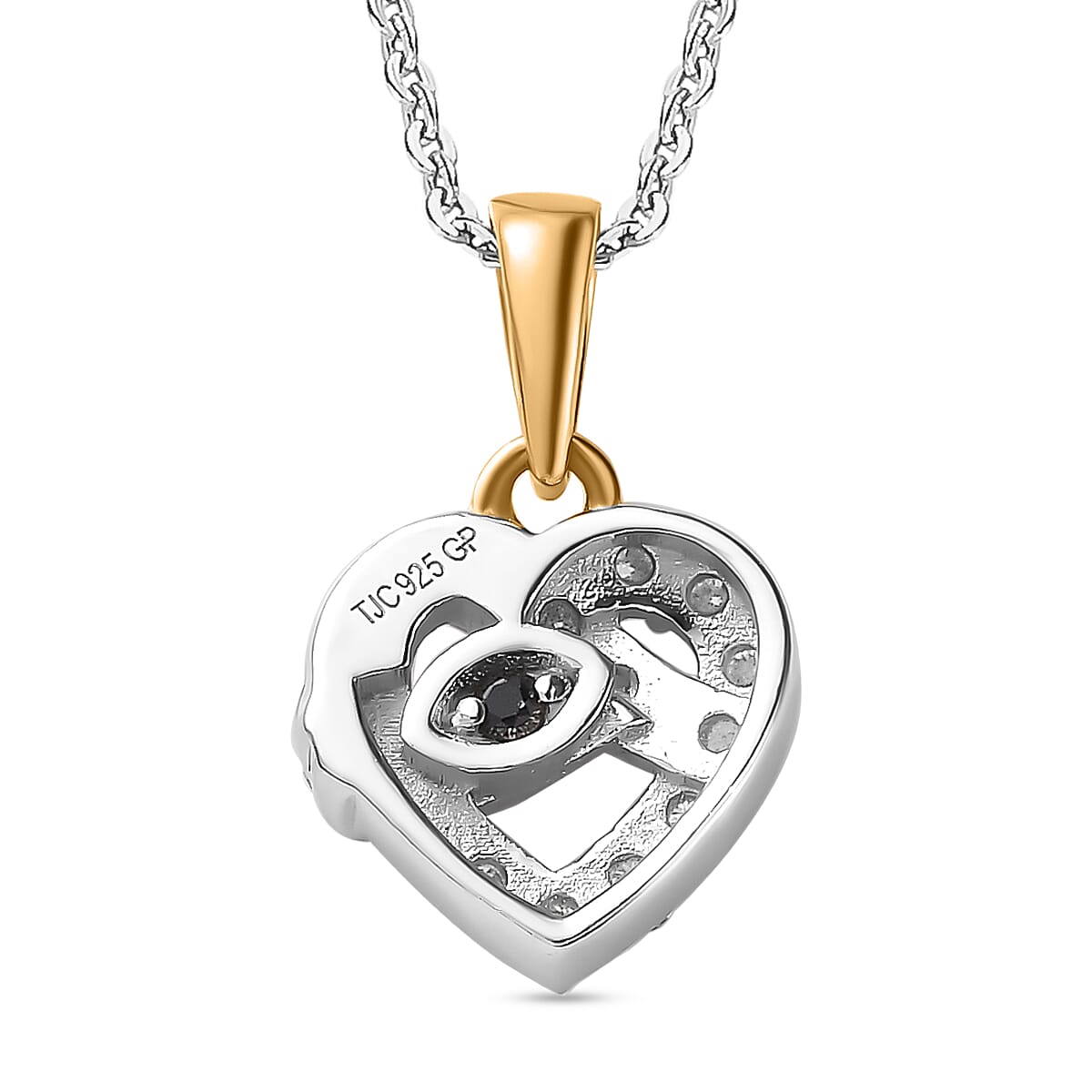 GP Amore Collection - Moissanite Heart Pendant with Chain (Size 20) in 3 Tone Plated Sterling Silver 4258390 4